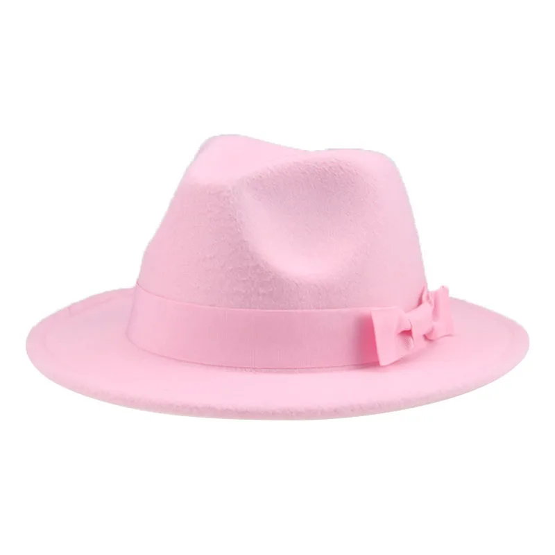 Cowboy Hats Fedoras Ribbon Bowknot Dress Formal Wedding Decorate Hats for Women Camel Yellow Kids Child Hats Sombreros De Mujer flat brim fedora Fedoras