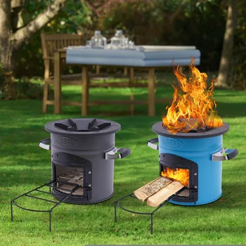 New 304 Stainless Steel Wood-Burning Portable Rocket Stove  Camping Exploring Outdoor Cooking Outdoor Hiking Picnic BBQ Cooking 5