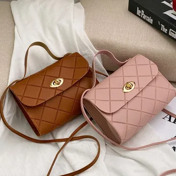 ⁦Women's Handbags Striped Square Fresh Age Reducing High Capacity Fine Texture Soft Comfortable Female's Crossbody Bag⁩ – תמונה ⁦3⁩