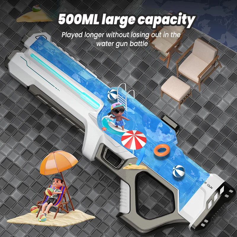 Water Gun Electric Fully Automatic Suction High Pressure Water Blaster Pool Toy Gun Summer Beach Outdoor Toy for Girls Boys Gift 6