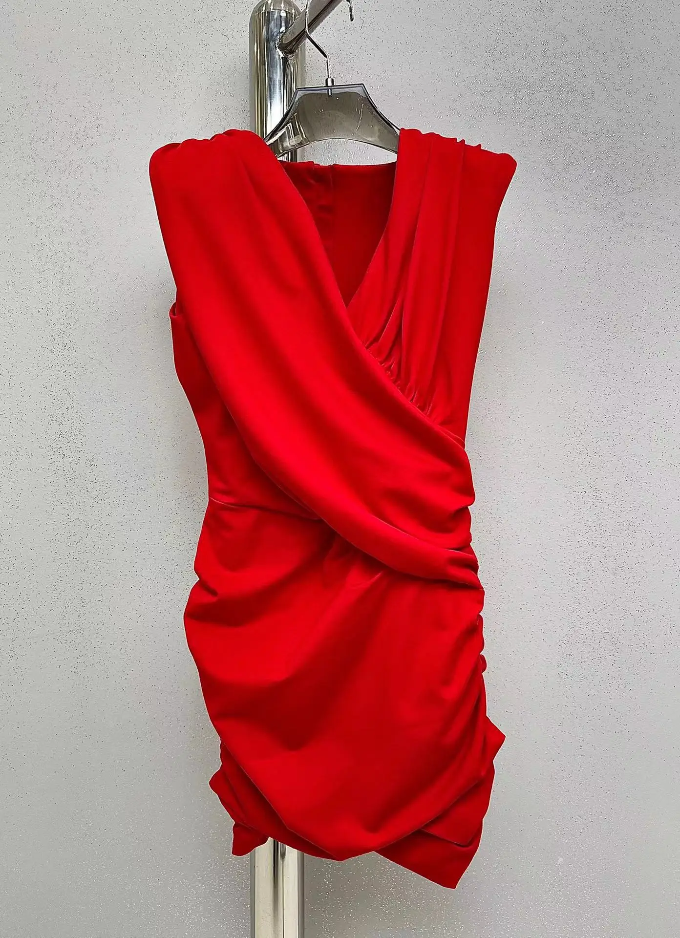 

HIGH QUALITY Newest 2022 Holiday Fashion Runway Sexy Women's Red Draped Sexy Mini Ladies Hot Sale Dress