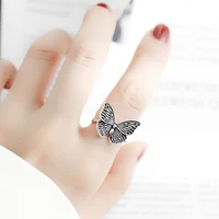 WYEAIIR 925 Sterling Silver Retro Hollow Butterfly Creativity Literature Resizable Opening Ring For Women Luxury Jewelry 2