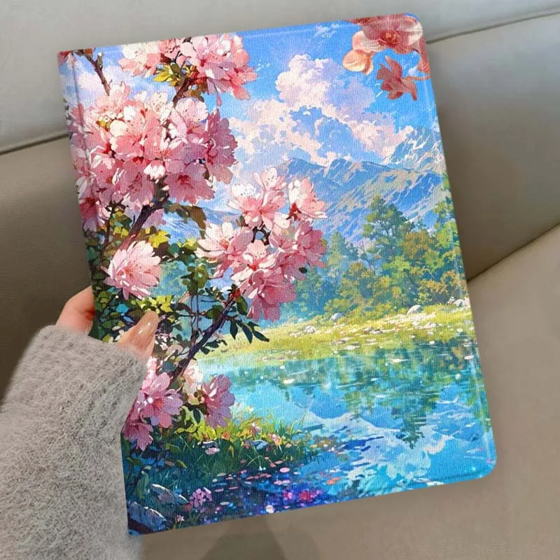 Pink Cherry Blossom Lake View Soft Tablet Case