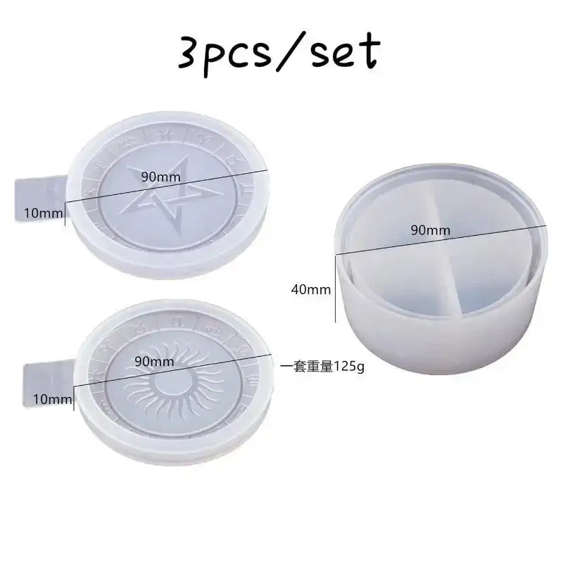 3Pcs/Set DIY Crystal Epoxy Resin Mold 12 Constellation Starry Sky Five-Pointed Star Storage Box Mirror Silicone Mold For Resin