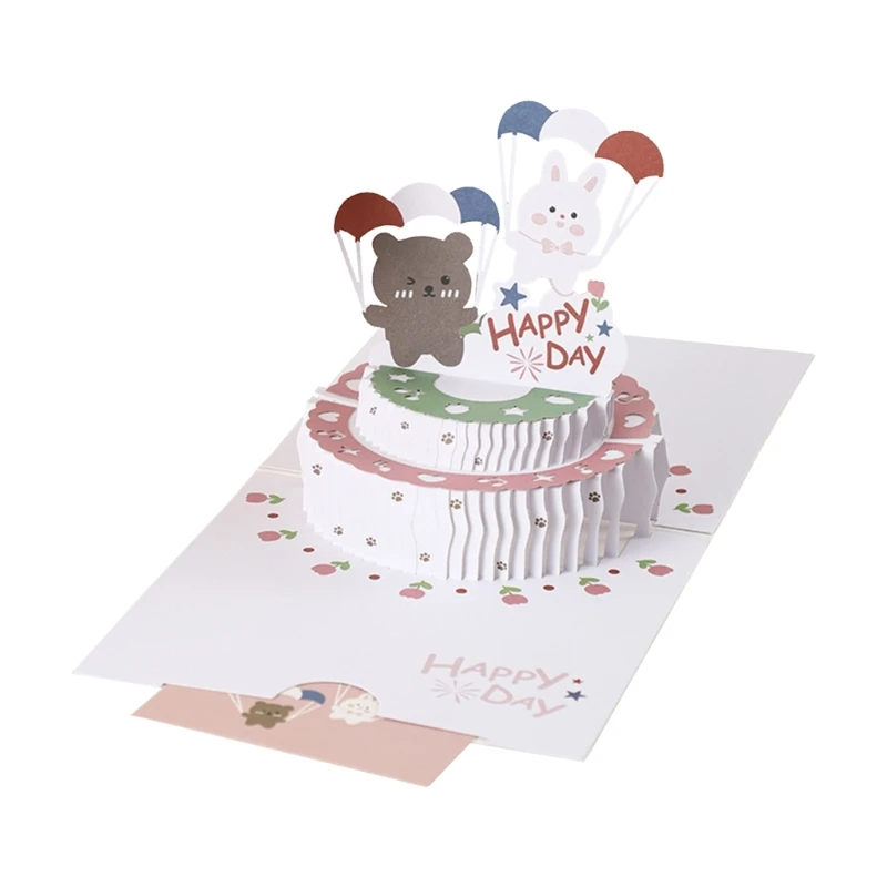 3D Foldable Birthday Greeting Card Cartoon Theme Joyand Happiness Cards with Envelop K92A