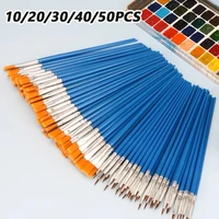 10/20/30/40/50PCS Painting Brushes Round / Flat Hair Nylon Hair Paint Brush Pen for Oil Acrylic Watercolor School Art Supplies 2