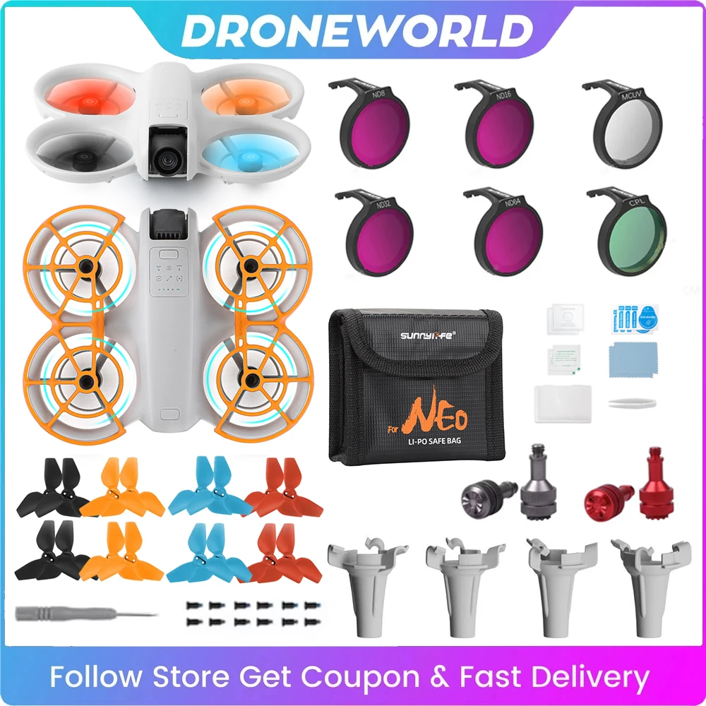 Accessories Kit Propeller for DJI NEO Landing Gear Propeller Guard Filter Set Lens Protective Film Battery Bag Drone Accessories