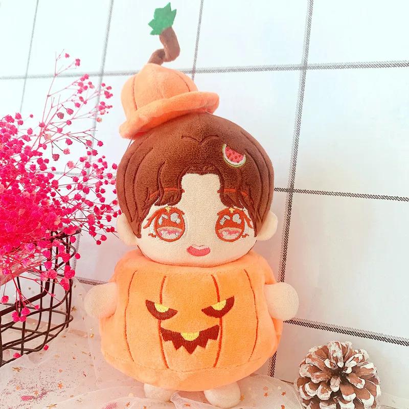 

20CM Doll Clothes Halloween Costume Cosplay Orange Pumpkin Plush Toys Cool Stuff Kpop Gift Baby Doll Clothes Doll Accessories