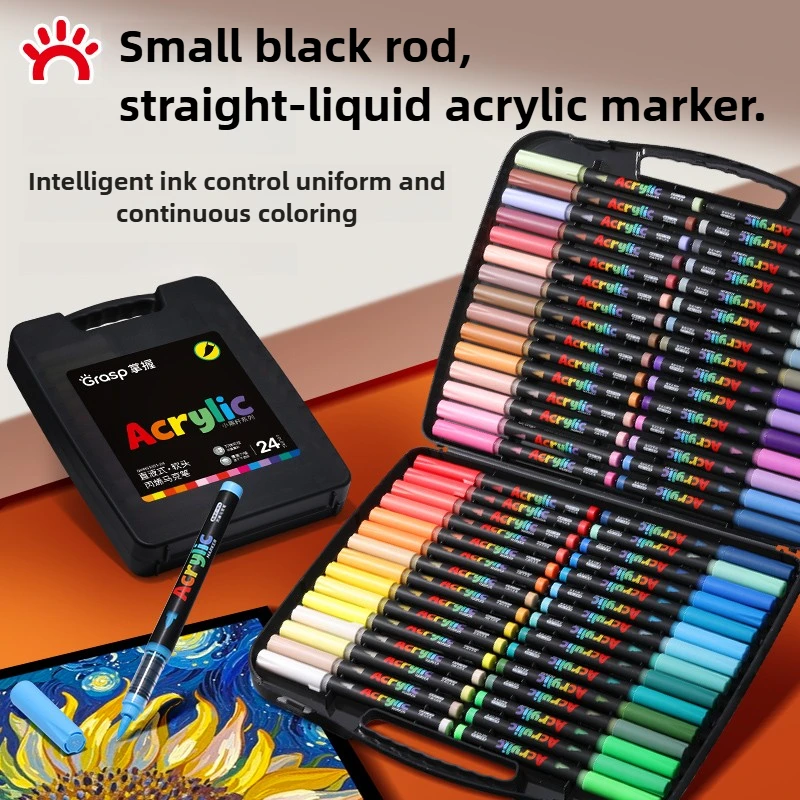 84/12 Colors Acrylic Art Markers Paint Pens Brush Tip Paint Markers For Painting Wood Canvas School Art Supplies Stationery