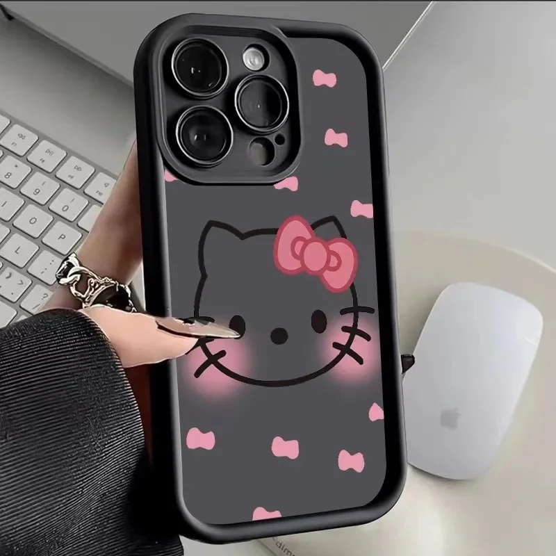 thumbnail image 1 of Sanrio funda de teléfono de Anime para iPhone, 11, 12, 13, 14, 15 Pro Max, X, XS, XR, X, 8, 7 Plus, SE2, funda de silicona, lindo y fresco, Gato de Hello Kitty, 1 of 5