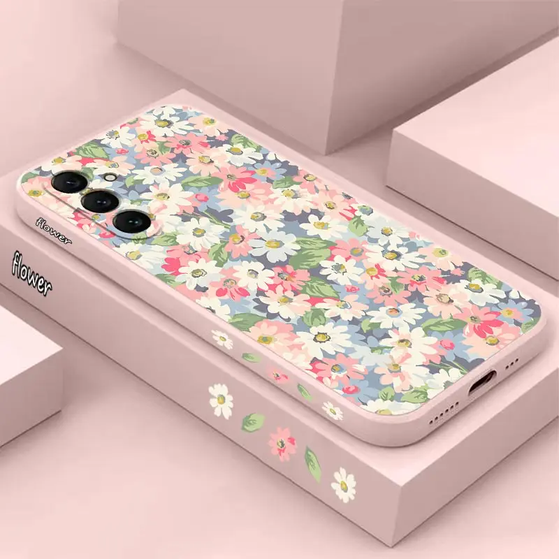 Canvas Flower Silicone Phone Case Cover
