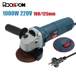 1000W Electric Angle Grinder 220V Corded Grinding Machine 6 Speeds  100/125mm Electric Grinding Cutting Polishing Power Tool