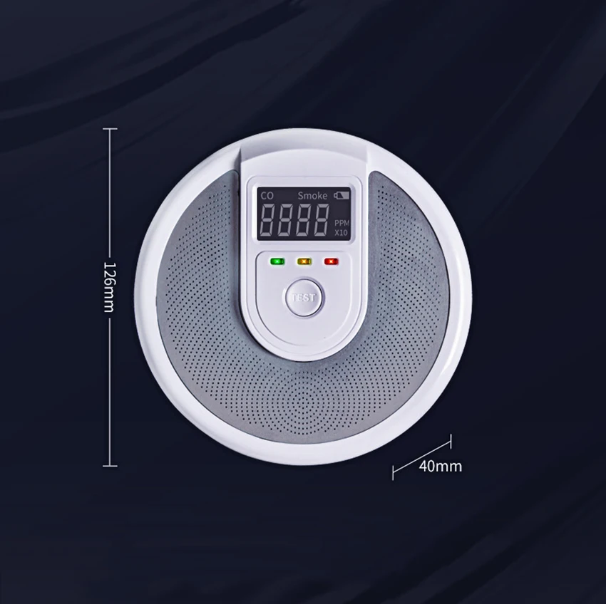 Carbon Monoxide Alarm 2 in 1 Independent CO Smoke Alarm Fire Protection Smoke Detector Composite Carbon Monoxide Sensor Home Office School