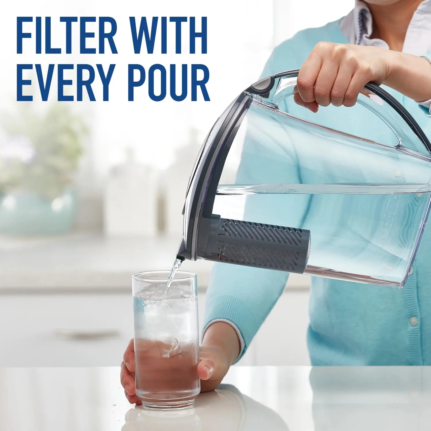 Brita Large Stream Filter as You Pour Plastic 10-Cup Gray Water Filter Pitcher