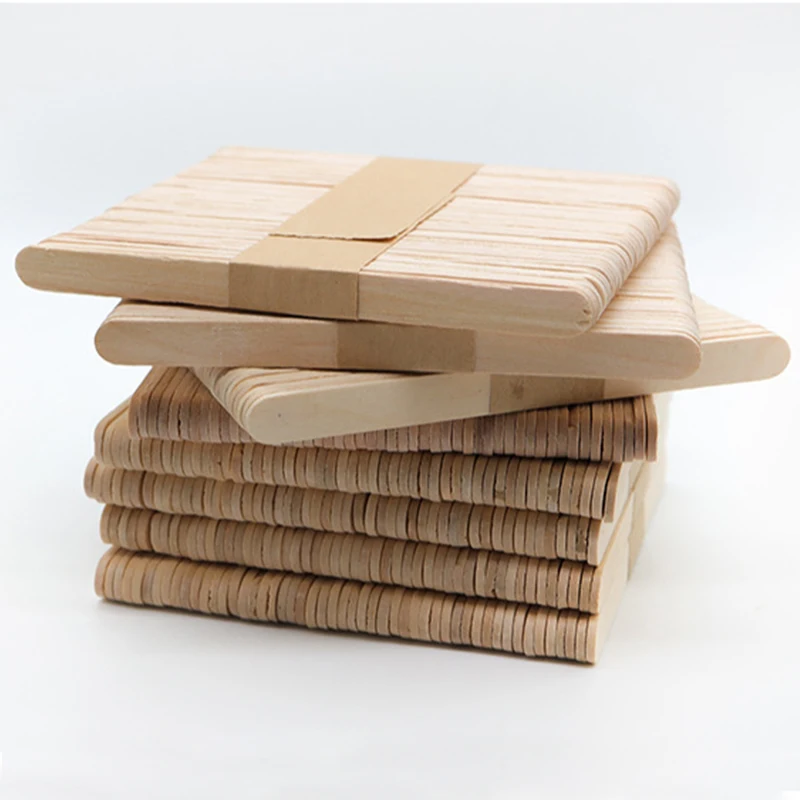Ice Cream Sticks 50pcs/100pcs Ice Cream Popsicle Sticks Natural Wooden Sticks Ice Cream Spoon Hand Crafts Art Lolly Cake Tools