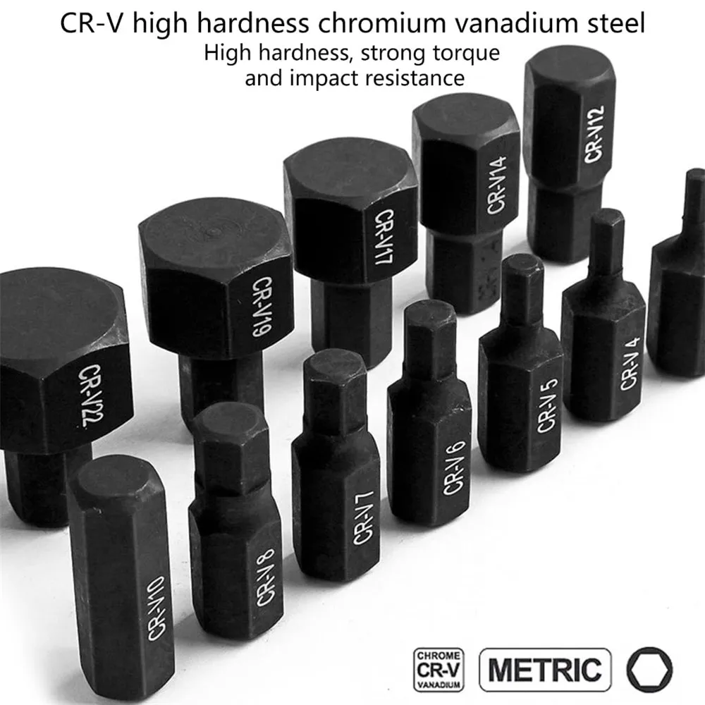 Set 14 Buscole Esagonali 1/2 - 13 Misure Da 3 A 24mm, Con Custodia, Per Chiavi Elettriche E Cricchetto - Foto 2