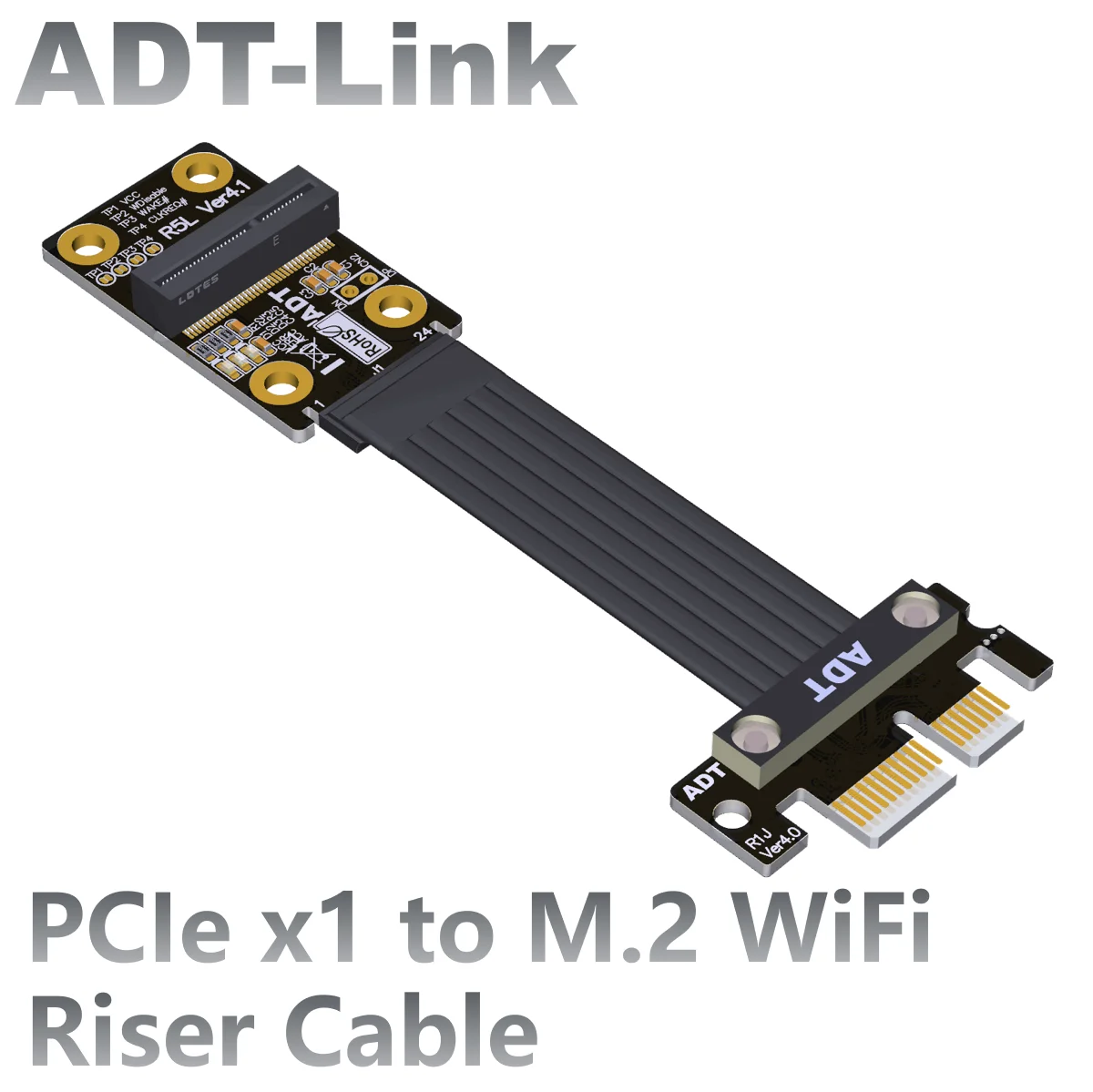 ADT-Link PCIe 4.0 x1 to M.2 WiFi Riser Cable PCIe x1 Extension M.2 NGFF ...