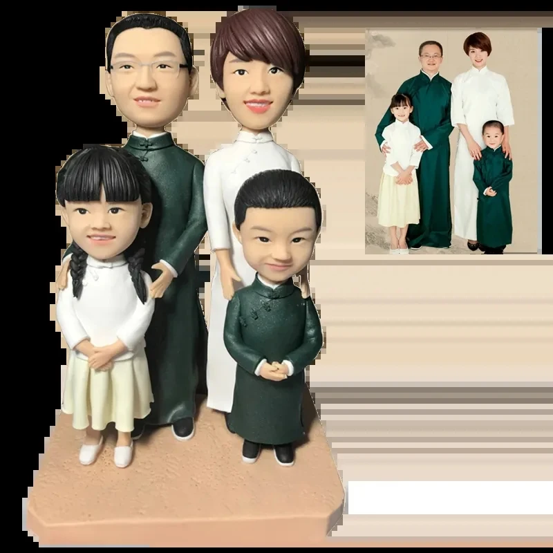 For 1-4 Person Handmade Sculpture Fully Customizable Statue Custom Bobblehead Birthday Anniversary Gift 4