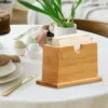 Bamboo Napkin Holder Toilet Paper Storage Holder for Restaurant Car Home 1