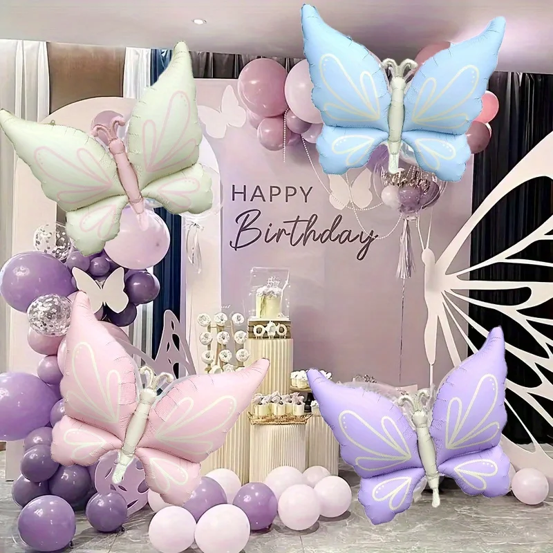 Butterfly Themed Pink, White, and Purple Party Balloon