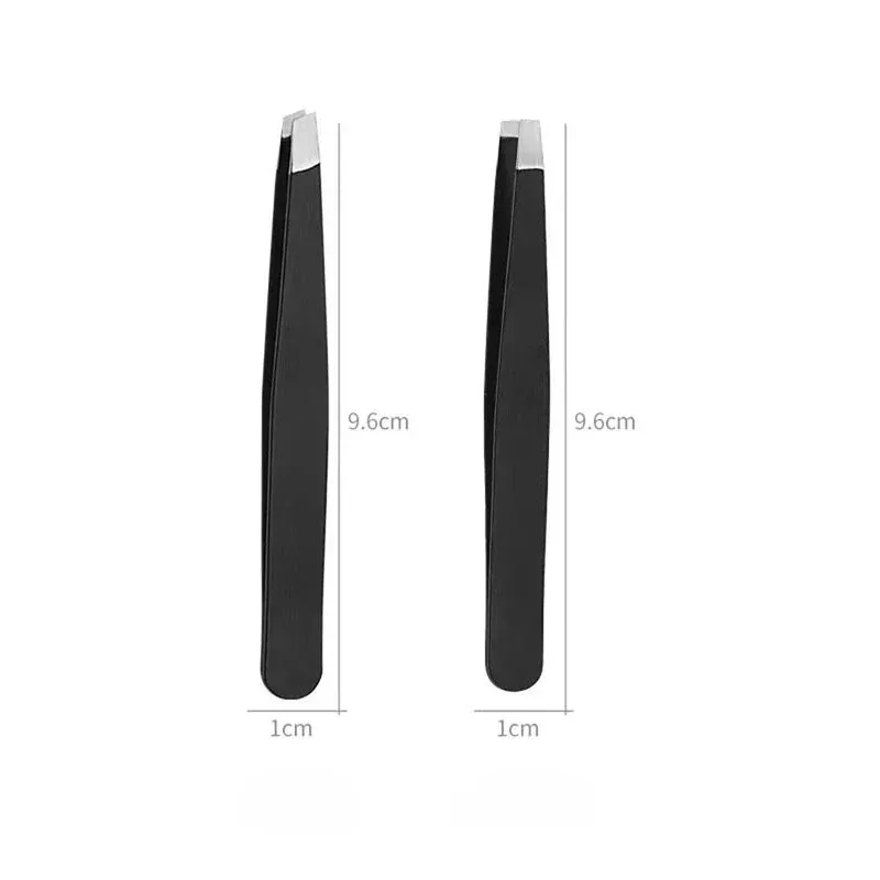 Stainless Steel Black Eyebrow Tweezer with Slant and Flat Point Beauty Tools for Eyelash Tweezer & Ingrown Hair Removal 6