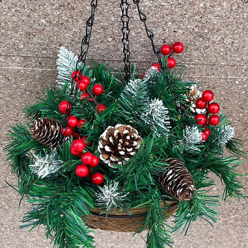 

Christmas Hanging Basket Wreath Christmas Decorations Christmas Wreath Festive Atmosphere Courtyard Decoration