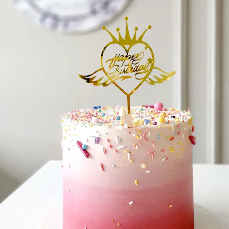 

Cake Decorating Supplies Gold Acrylic Crown Castle Happy Birthday Cake Toppers for Birthday Cake Decor Baby Shower Cake Topper