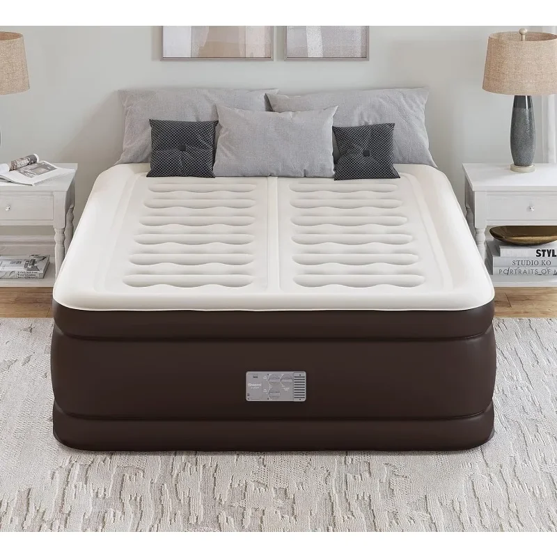 

Beautyrest Silver Duet Luxury 18" Size Queen Air Mattress with Built-in High Speed Tri-Zone Pump for Camping, Home
