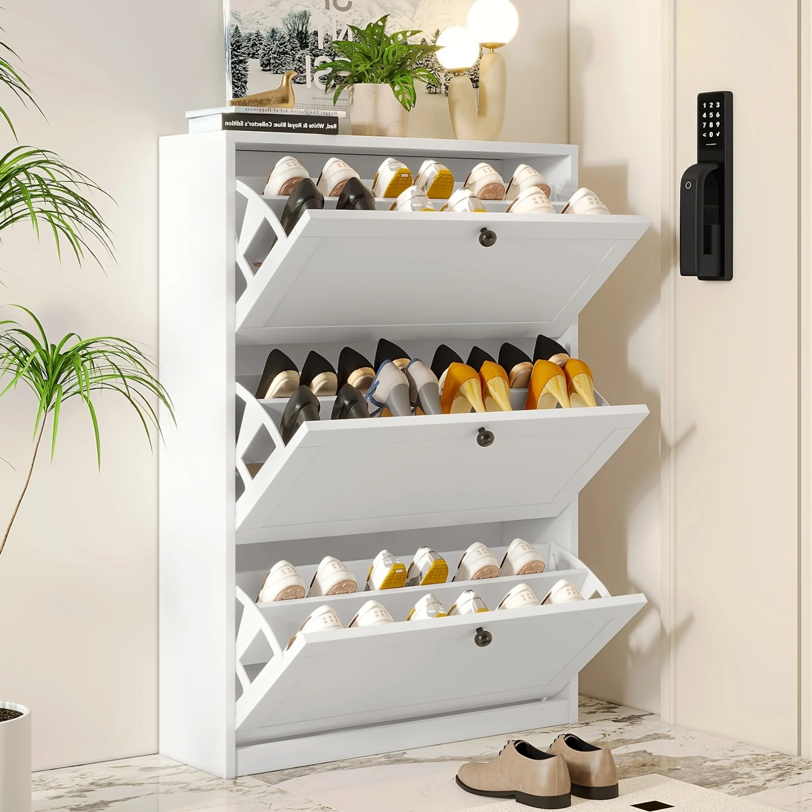 Shoe Organizer with 2/3/4 Flip Drawer, Shoe Rack for Entry, Hallway, Living Room, Bedroom