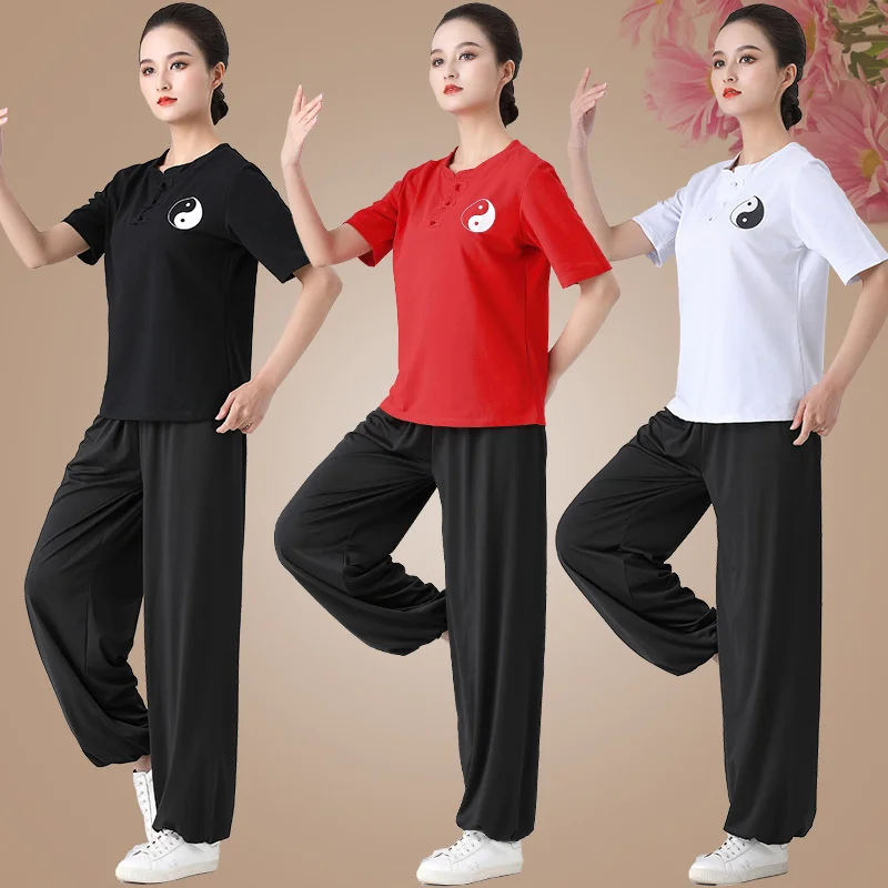 

Chinese Traditional Clothing Set Man Woman Spring Summer Tai Chi Kung Fu Uniforms Wushu Top Pants Training Performance Costumes
