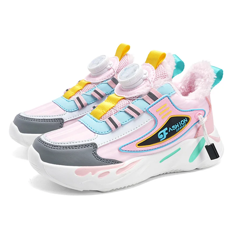 

Детская обувь с мехом, зимние ботинки для девочек, теплые кроссовки для мальчиков от 5 до 9 лет, Уличная обувь на пуговицах