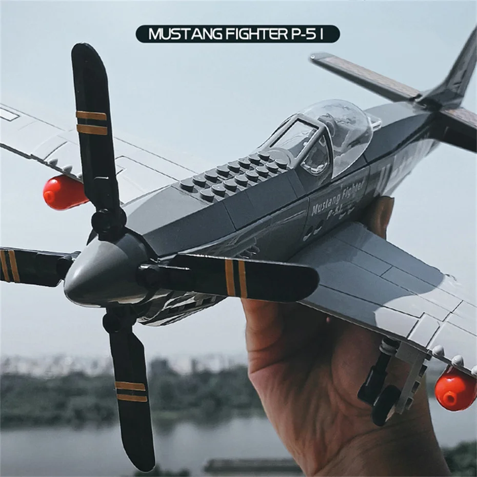 Classic Ww2 Aircraft Toys 258Pcs Us Air Force P-51 Mustang Fighter Building Blocks Moc Bricks Construction Toys Regali Di Natale