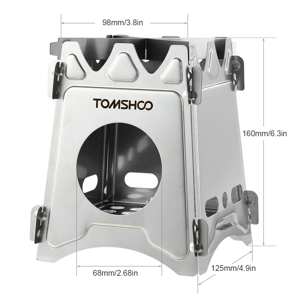 TOMSHOO Camping Wood Stove Portable Outdoor Folding Titanium Wood Stove  Burning for Backpacking Survival Cooking Picnic Hunting