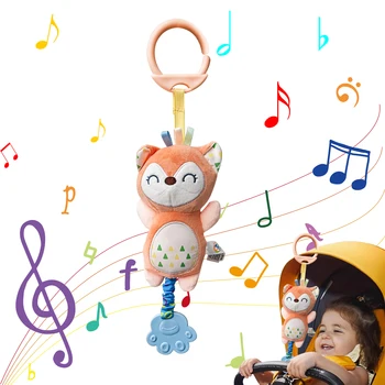 Baby Toys Soft Rattle Crinkle Squeaky Hanging Wind Chimes newborn Plush Animal Stroller Infant Trolley Sensory Toys With Teether