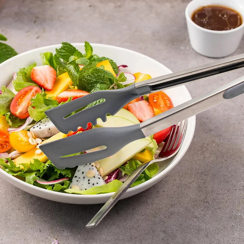 Silicone Non-Stick Food Clips Hollow Drain Oil Barbecue Tongs et Steak Pasta Clamp Home Kitchen Items food tongs
