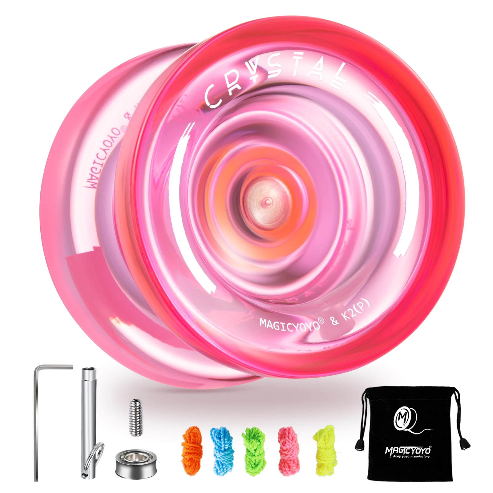YOSTAR K2 - JoJo de cristal para niños con ralentí y rodamientos de bolas, truco Yoyo para dedo, Yoyo profesional Responsive & Unresponsive Yoyo para principiantes, con 12 cuerdas, juego de cojinetes