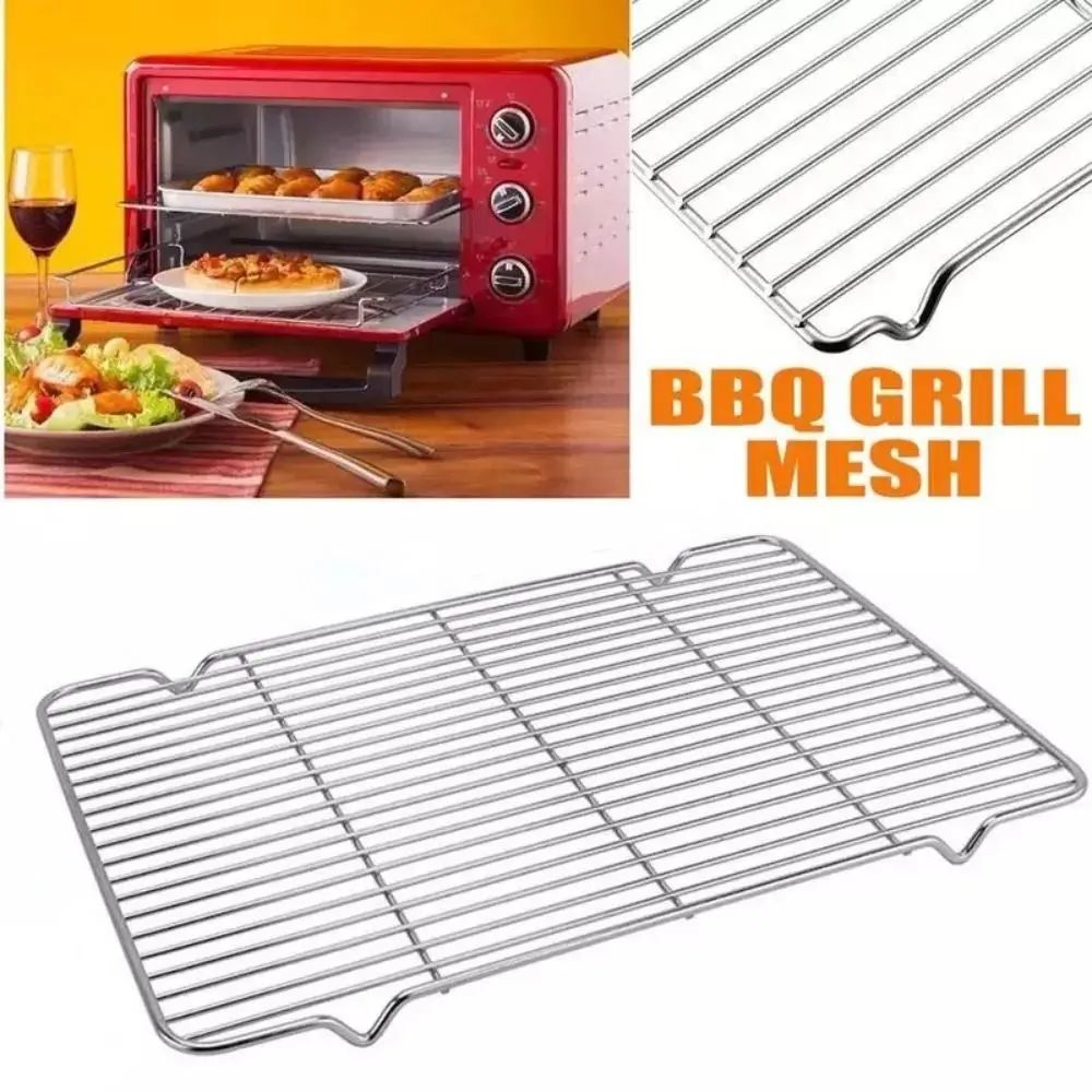 New Stainless Steel Cooling Rack Non-stick Silver BBQ Tray Barbecue Cooking Mesh Shelf