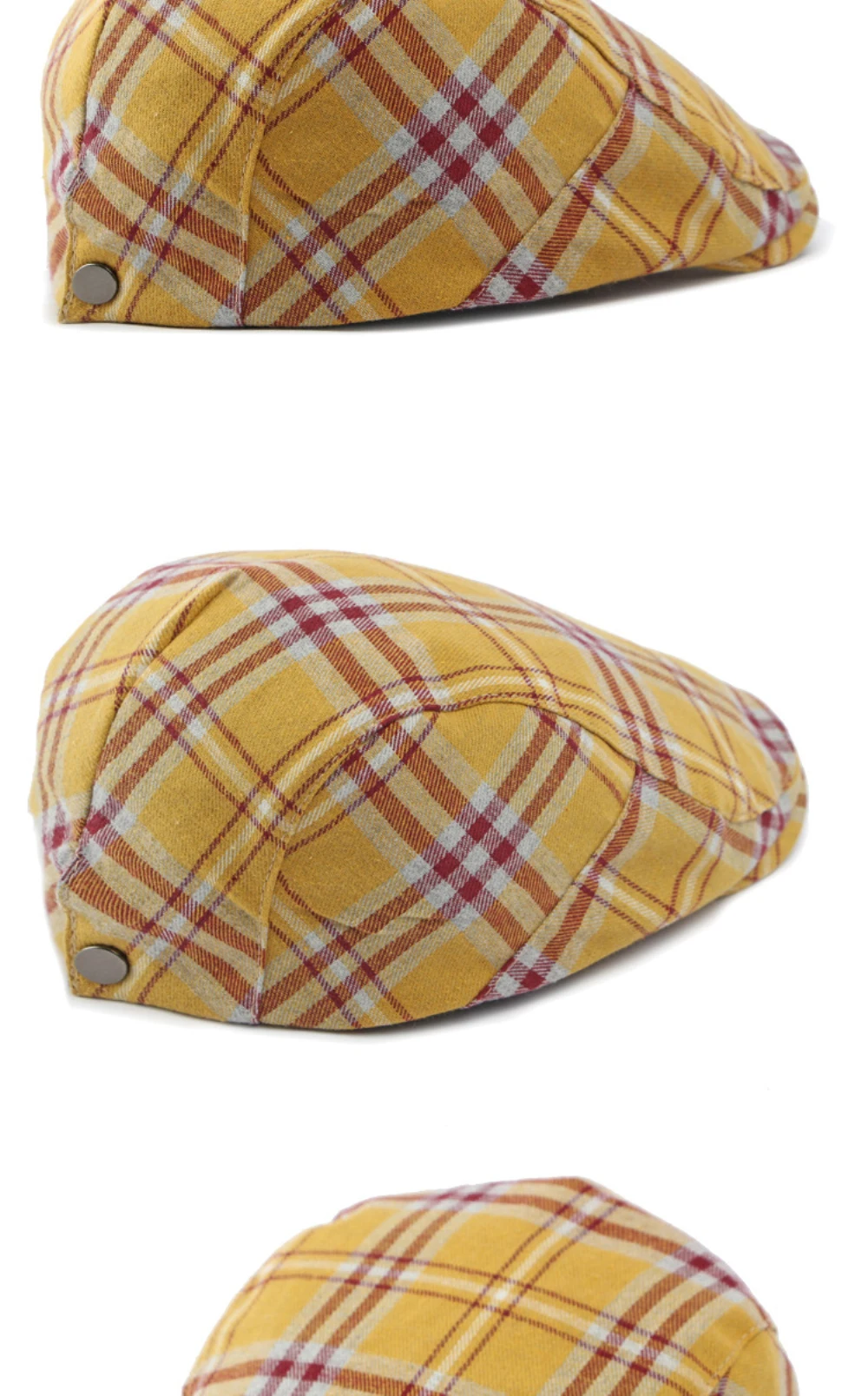 HT4628 Baskenmützen Neue Frühling-Sommer-Sonnenkappen für Herren und Damen Künstler-Malermütze Karierte Baskenmütze Vintage Ivy Flatcap Unisex Baskenmütze – Detail 10