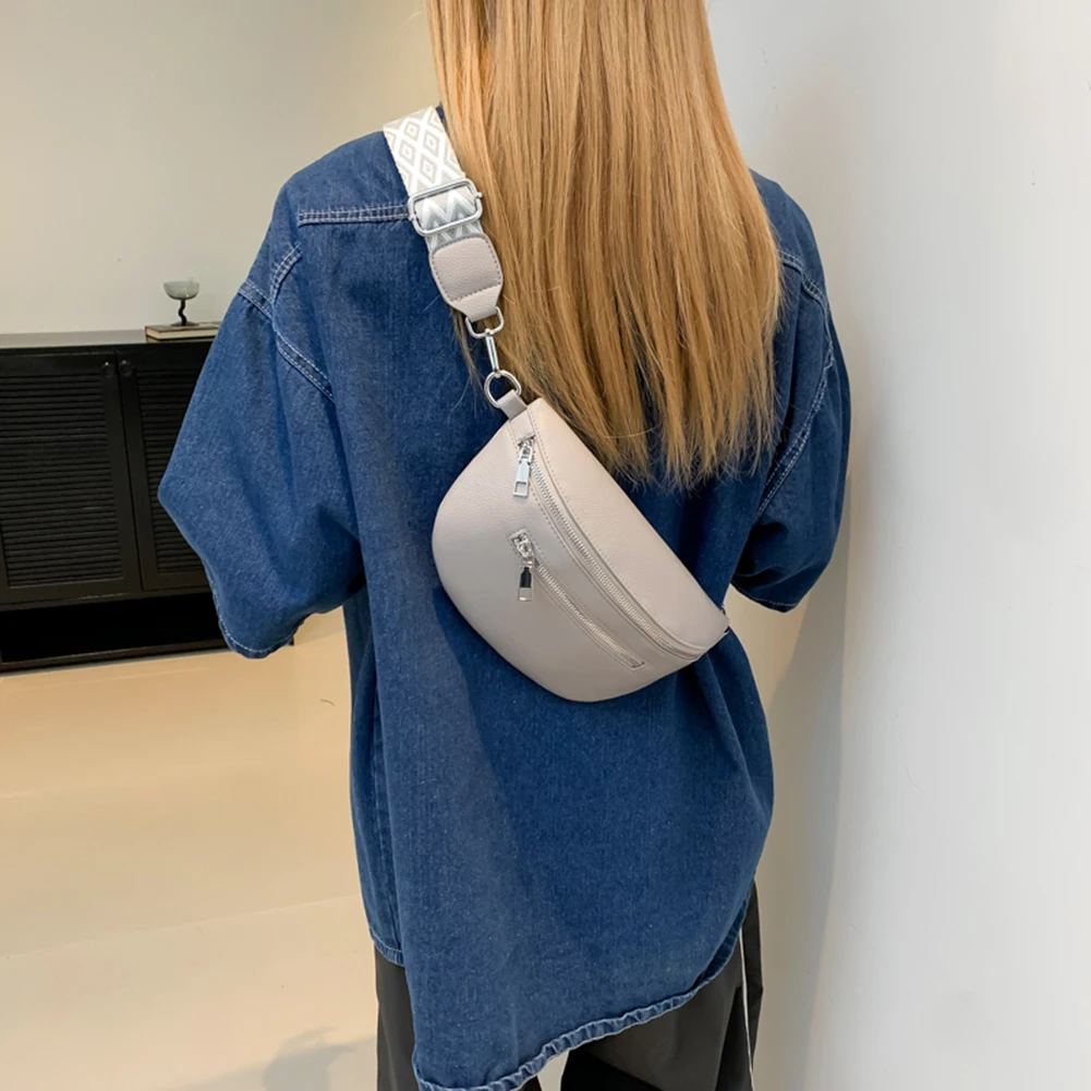 Women Stylish Crossbody Bag with Wide Strap Simple Shoulder Bag PU Leather Fashion Sling Bag Travel Outdoor Bag