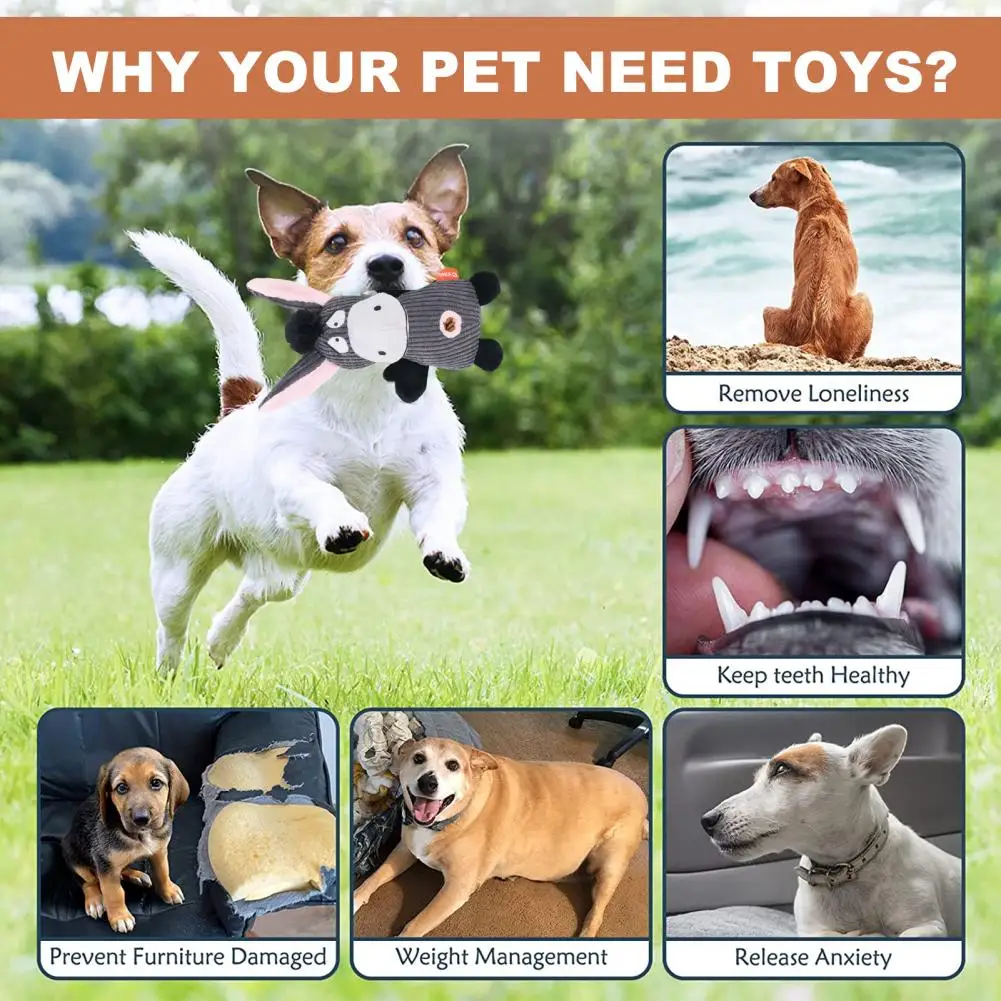 

Dog Teething Toy Bite Resistant Built-in Squeaker Donkey Shape With Treat Pocket Animal Dog Molar Teething Toy Pet Supplies