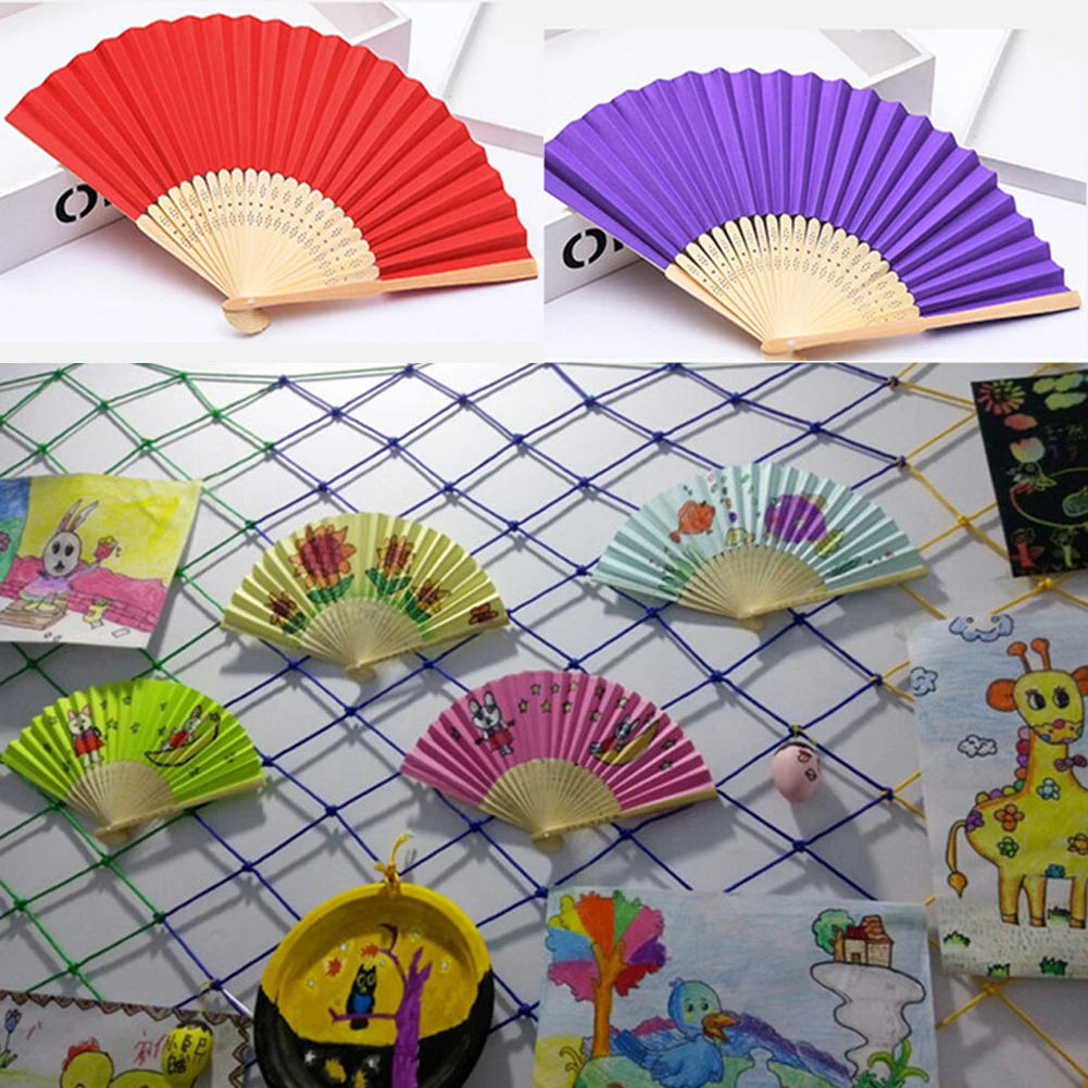 Folding Fan Bamboo Pure Color Blank Children's Painting