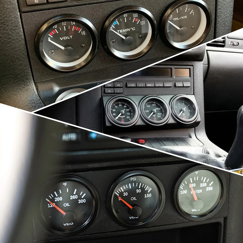 Water Temp Gauge Racing Car Gauge Racing Meter Automotive Gauge LIZHI RACING-52mm Electrial Triple Kit(Voltmeter+oil Temp Gauge+Oil Pressure Gauge)Sensor Temperature Or Water Temperature Gauge