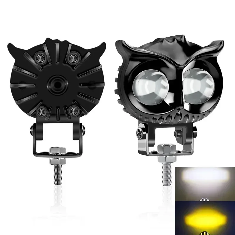 21W Motorcycle Headlight Design Dual Color 4 Modes Auxiliary Spotlights Waterproof Motorbike Scooter Fog Lamp Running Lights