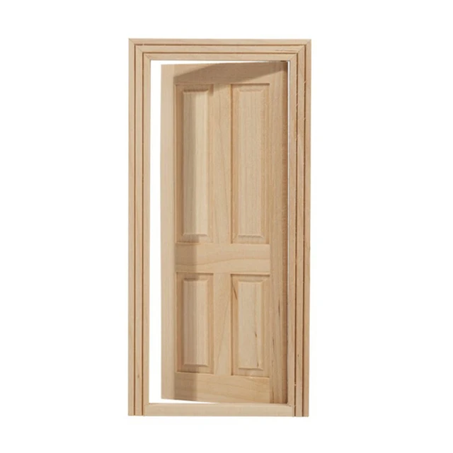 1/12 Dollhouse Miniature Wood External Single Door Wooden Window Frame DIY Accessories Doll House Furniture Toys Multi Styles 2