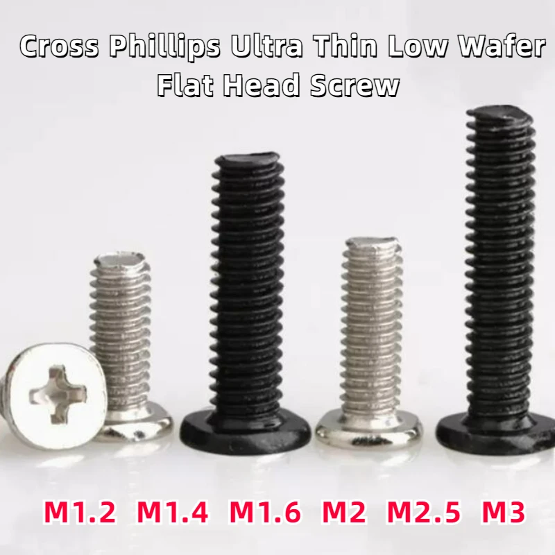 

10-50pcs M1.2 M1.4 M1.6 M2 M2.5 M3 Mini Micro Cross Phillips Ultra Thin Low Wafer Flat Head Screw Bolt for Laptop Phone Glasses