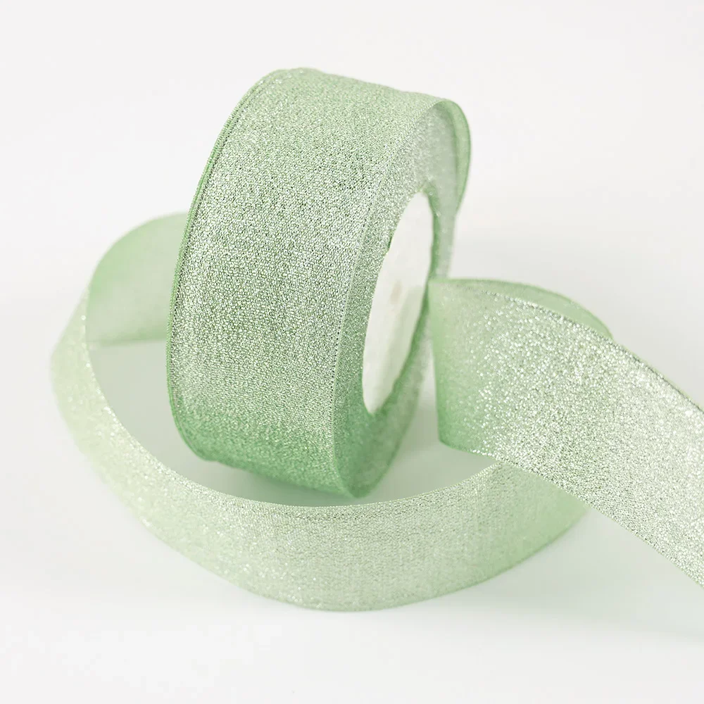 Glitter Organza Ribbon Bow for Decorations and Gift Wrapping, 40mm x 22m