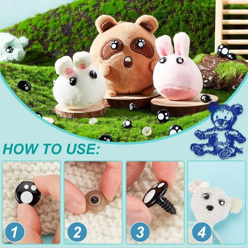 393PCS Safety Eyes and Noses Kit 11-16mm Plastic Safety Eyes Teddy Bear Nose Craft Crochet for DIY Puppets Bear Crafts