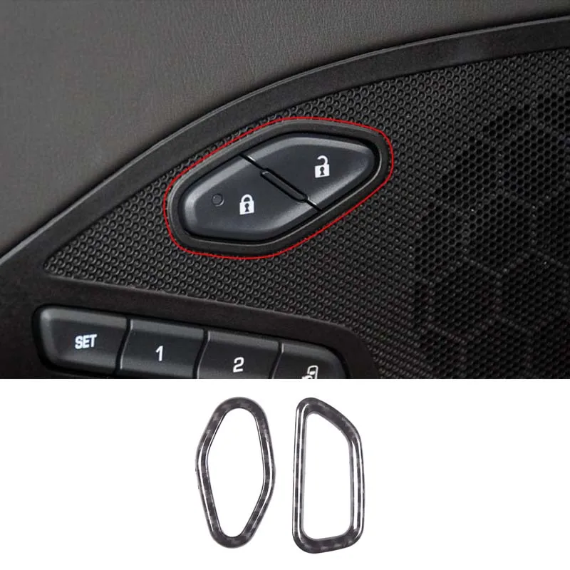 

For Chevrolet Corvette C7 2014-2019 ABS Carbon Fiber Car Interior Door Lock Switch Frame Decorative Sticker Molding Accessories
