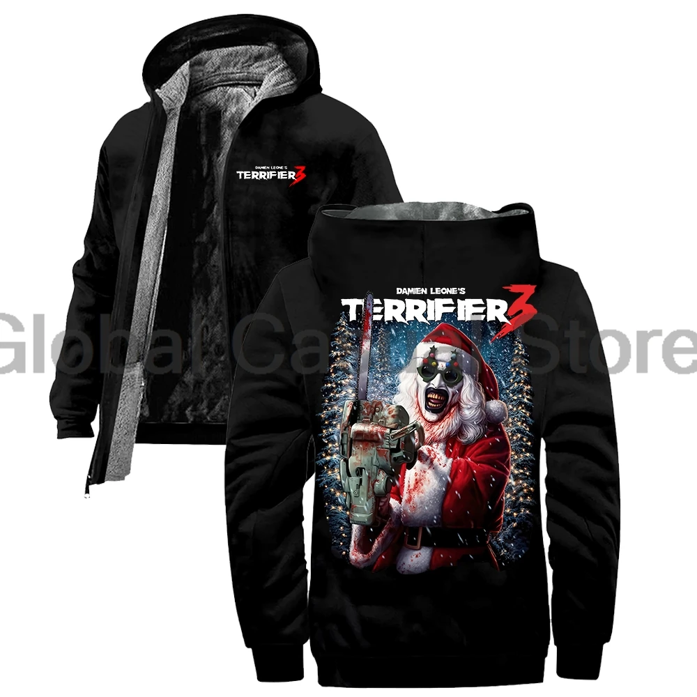 Terrifier 3 Horror Movie Cosplay Merch Jacket Parkas Women Men Zipper Hoodies Long Sleeve Halloween Christmas Winter Coat 2