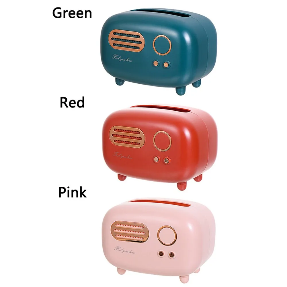Retro Radio Model Tissue Box Desktop Paper Holder Home Living Room Tissue Box Case Vintage Dispenser Storage Napkin Case tissue dispenser tissue box